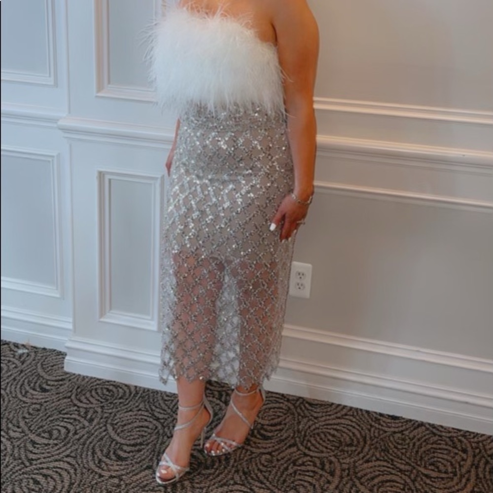 Coco silver midi skirt